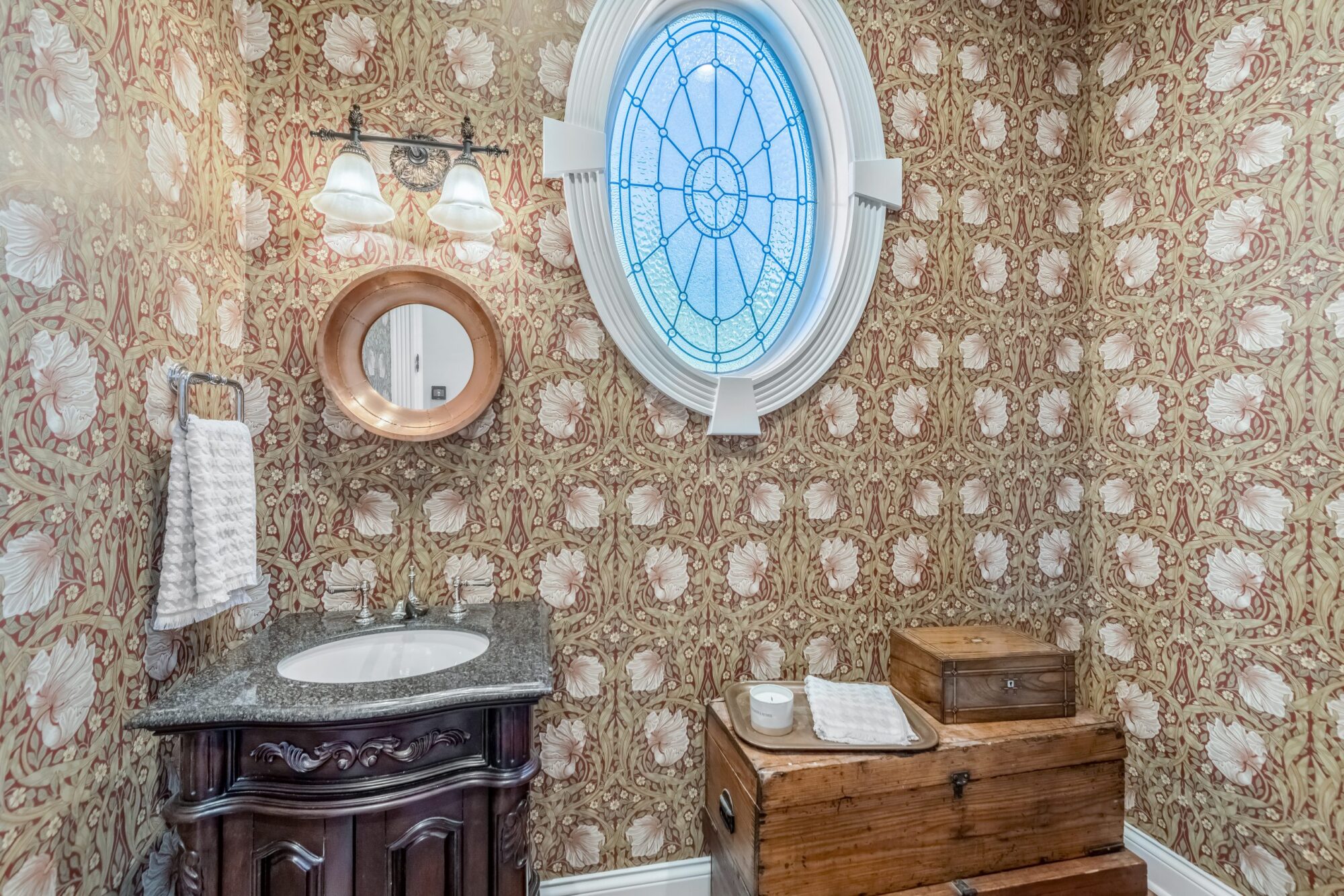 New bathroom powder room wallpaper